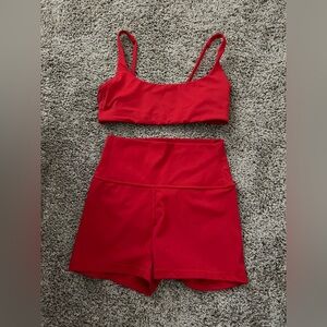CRZ YOGA Red Sports Bra and Shorts Set